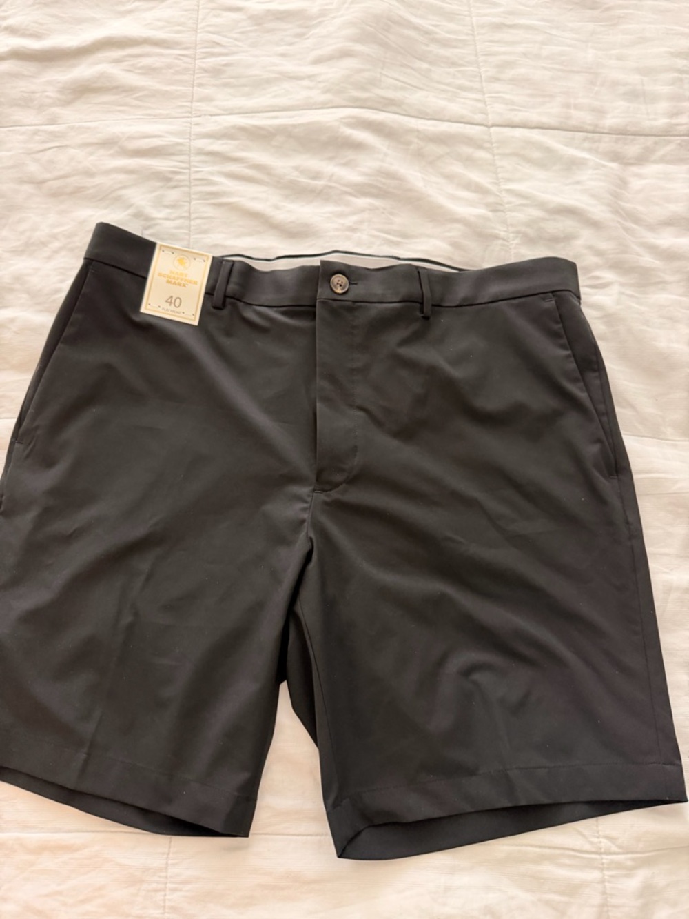Hart Schaffner Marx Black Flat-Front Men's Shorts